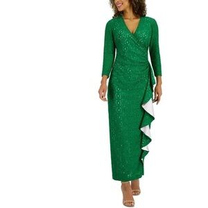 NWT Kasper Womens Lace Ruffled Maxi Dress